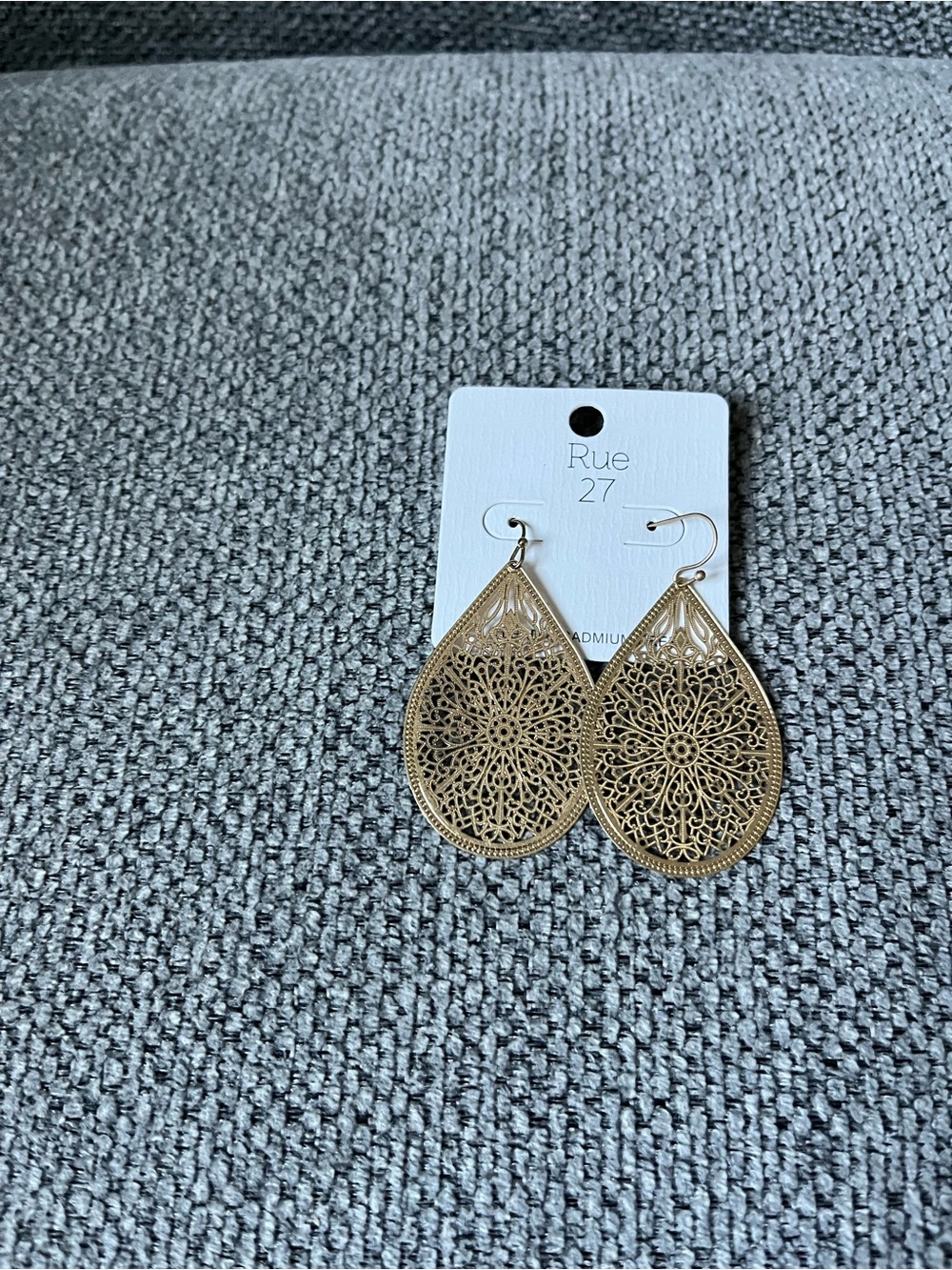 Rue 27 Gold Tone Filigree Teardrop Earrings